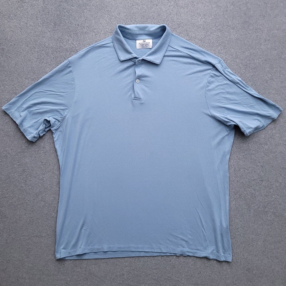 Mizzen+Main Polo Shirt Mens XL Trim Fit Performance Golf Stretch Light Blue